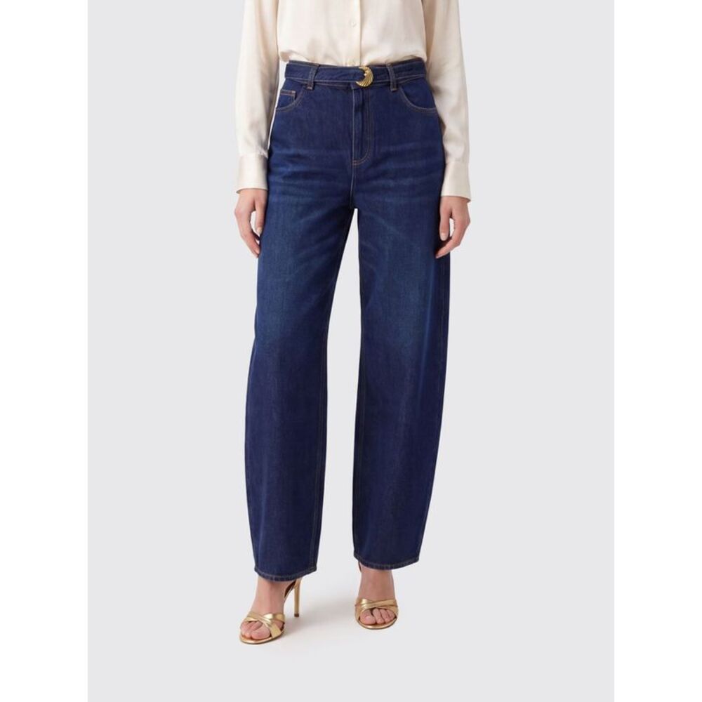 Twinset Women Twinset High-Waisted Baggy Jeans In Blue Cotton Denim